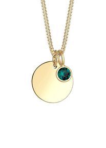 Elli, Damen Kette 'Geburtsstein', Gold / Dunkelgrün