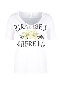 Q/S Designed By, Damen Jerseyshirt mit Vintage-Print, Creme / Schwarz / Weiß