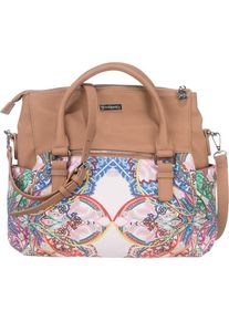 Desigual, Damen Handtasche, Himmelblau / Braun / Altrosa / Rostrot