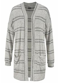 Lascana, Damen Cardigan, Hellgrau / Naturwei&szlig;