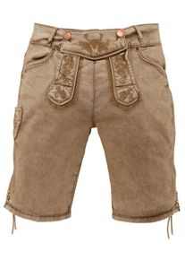 Marjo, Herren Trachtenbermuda mit dezenter Stickerei, Braun