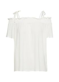 Pieces, Damen Einfarbige Off Shoulder Bluse, Weiß
