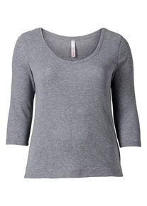 sheego Casual, Damen Shirt mit ¾-Ärmeln, Graumeliert