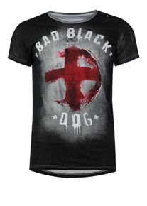 Trueprodigy, Herren T-Shirt 'Black Dog', Rot / Schwarz / Wei&szlig;