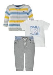 Kanz, Set: Jacke + T-Shirt + Hose, Himmelblau / Gelb / Graumeliert / Weiß