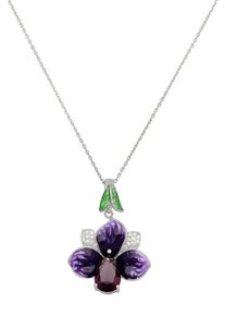 Firetti, Damen Kette 'Iris', Hellgrün / Beere / Dunkellila / Silber