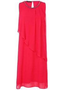Apart, Damen Chiffonkleid asymmetrisch mit bestickten Ausschnitt, Neonpink