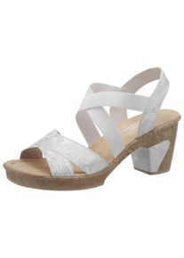 Rieker, Damen Sandalette, Silber / Weiß