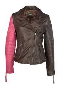 Maze, Damen Lederjacke 'Twinfalls', Braun / Pink