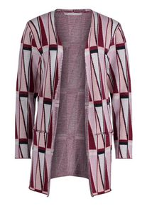 BETTY & CO Betty & Co, Damen Long-Cardigan, Weinrot / Weiß