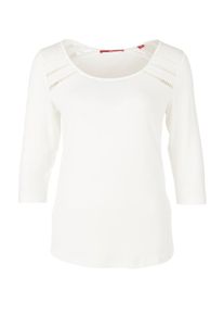 s.Oliver RED LABEL, Damen Jerseyshirt mit Mesh-Einsatz, Weiß