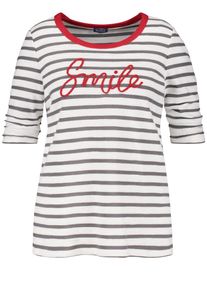 SAMOON, Damen T-Shirt, Grau / Rot / Weiß