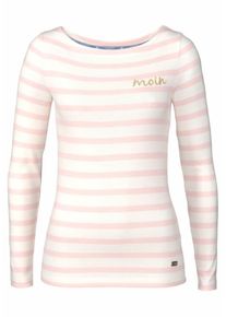 Tom Tailor Polo Team, Damen Langarmshirt, Rosa / Naturweiß