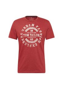 Tom Tailor, Herren Shirt 'printed tee', Rot / Naturweiß
