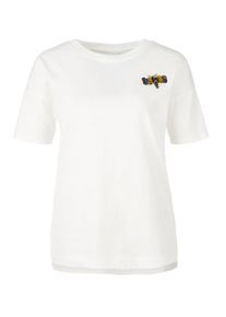 Q/S Designed By, Damen Jerseyshirt mit Applikation, Wei&szlig;