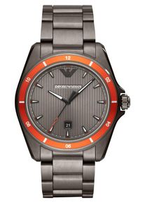 Emporio Armani, Herren Uhr, Dunkelgrau / Orangerot