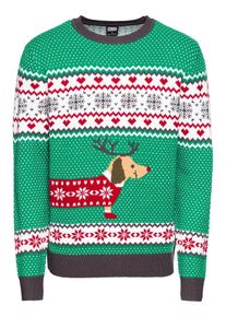 Urban Classics, Herren Pullover 'Sausage Dog Christmas', Gr&uuml;n / Mischfarben