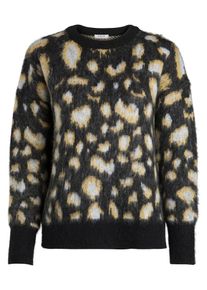 Pieces, Damen Gemusterter Woll Pullover, Schwarz