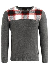 Khujo, Herren Pullover 'CRUISE', Dunkelgrau / Rot / Wei&szlig;