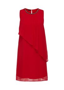 Apart, Damen Chiffonkleid asymmetrisch mit bestickten Ausschnitt, Rot