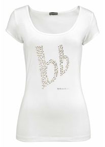 Bruno Banani, Damen T-Shirt &raquo;Rundhaltsshirt mit Perlenlogo&laquo;, Wei&szlig;