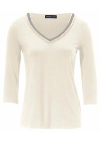 Heine, Damen V-Shirt Glitzer-Applikation, Creme