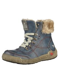 Mustang, Damen Stiefelette, Hellbeige / Blau / Rot