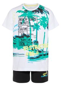 name it, T-Shirt Shorts Set, T&uuml;rkis / Schwarz / Wei&szlig;