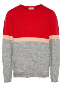 name it, M&auml;dchen Pullover, Graumeliert / Rosa / Feuerrot