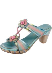 Laura Vita, Damen Pantoletten 'Belfort 83', Pastellblau / Hellgrün / Rosé