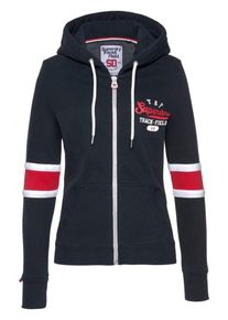 Superdry, Damen Sweatjacke 'Track And Field', Kobaltblau / Hellrot / Wei&szlig;