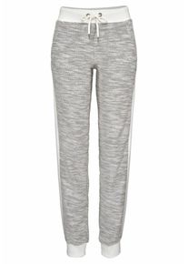 Buffalo, Damen Relaxhose im modernen Melange-Materialmix, Grau / Weiß