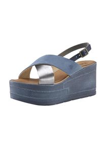Heine, Damen Sandalette, Royalblau / Silber