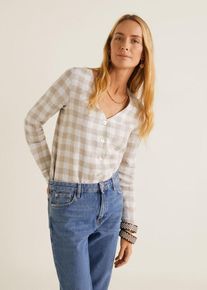 Mango, Damen Bluse 'Anni', Beige / Weiß