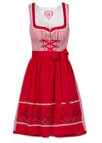 Spieth & Wensky SPIETH & WENSKY, Damen Dirndl 'Ganja' 55 cm, Rot / Wei&szlig;