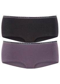 Lascana, Damen Panty (4 St&uuml;ck), Dunkellila / Schwarz