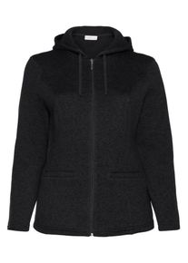 sheego Casual, Damen Fleecejacke, Schwarz