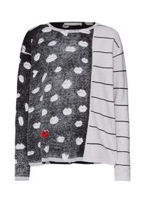 Oui, Damen Pullover, Anthrazit / Hellgrau