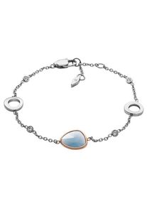 Fossil, Damen Armband 'Vintage Iconic, JF03075998', Rauchblau / Silber / Weiß