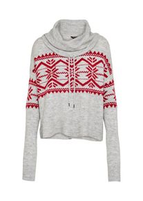 Review, Damen Strickpullover 'NORWEGEN', Grau / Rot