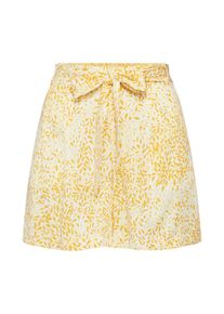 Vila, Damen Hose 'VISHAKINA IBERIS RW SHORTS', Gelb / Wei&szlig;