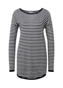Tom Tailor Denim, Damen Pullover, Nachtblau / Weiß