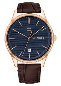 Tommy Hilfiger, Herren Quarzuhr 'DRESSED UP', Nachtblau / Kastanienbraun / Rosegold