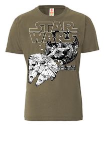 logoshirt, Herren T-Shirt "Todesstern", Oliv / Schwarz / Wei&szlig;