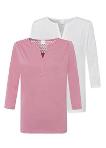 Lascana, Damen Shirts, Rosé / Weiß