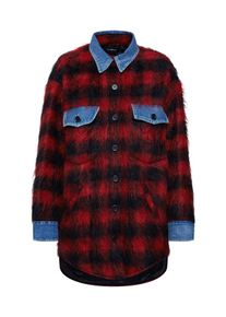THE KOOPLES, Damen Hemdjacke, Blue Denim / Rot / Schwarz