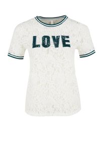 Q/S Designed By, Damen Shirt, Smaragd / Wei&szlig;