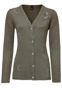 Heine, Damen Cardigan mit Strickmix, Khaki