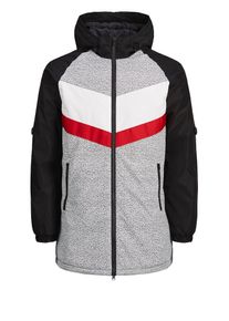 Jack & Jones JACK & JONES, Herren Winddichte Jacke, Grau / Rot / Schwarzmeliert / Weiß