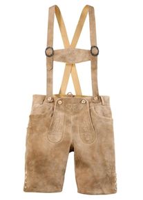 Marjo, Herren Lederhose mit traditioneller Stickerei, Beige / Hellbraun